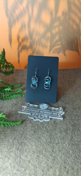 Ohrhänger Kupfer Spirale mit Perle hellblau 1